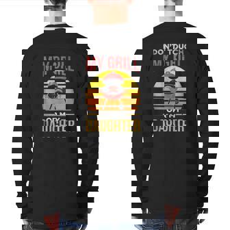 Bbq Dad Grilling Vintage Cooking Meat Grill Barbecue Back Print Long Sleeve T-shirt | Mazezy