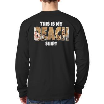Beach Souvenir Keepsake Sand Shells Starfish Summer Back Print Long Sleeve T-shirt - Monsterry