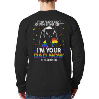 Bear Papa Free Dad Hugs Lgbt Gay Transgender Pride Accepting Back Print Long Sleeve T-shirt | Mazezy CA