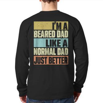 Bearded Dad Mens Beard Daddy Fathers Day Vintage Back Print Long Sleeve T-shirt | Mazezy