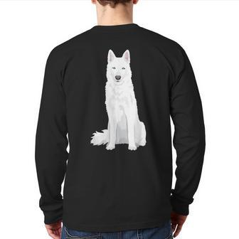Beautiful White Siberian Husky Sweet White Snow Dog Back Print Long Sleeve T-shirt - Monsterry AU