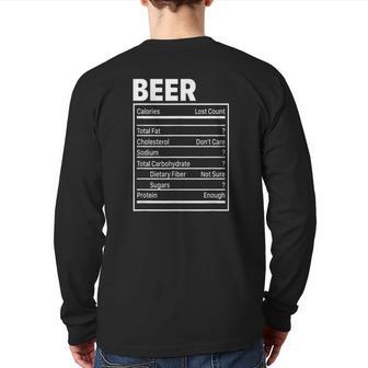 Beer Nutritional Ingredients Thanksgiving For Dad Back Print Long Sleeve T-shirt | Mazezy