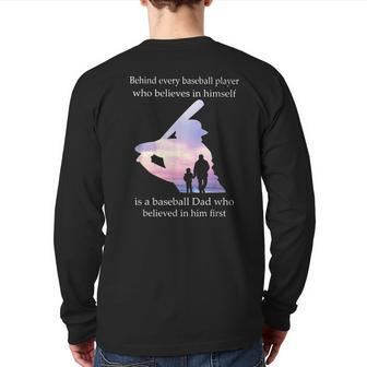 Behind Every Player Dad Men Grandpa Back Print Long Sleeve T-shirt | Mazezy