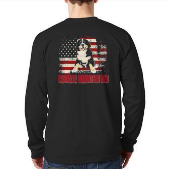 Bernese Mountain Dad American Flag 4Th Of July Dog Lovers Back Print Long Sleeve T-shirt | Mazezy