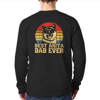 Best Akita Dad Ever Sunglasses Dog Lover Vintage Retro Back Print Long Sleeve T-shirt | Mazezy