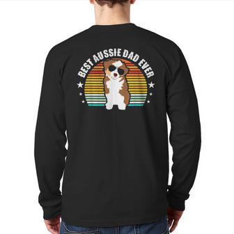 Best Aussie Dad Ever Daddy Australian Shepherd Paw Dog Breed Back Print Long Sleeve T-shirt | Mazezy