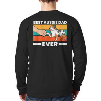 Best Australian Shepherd Papa Ever Dad Aussie Dad Back Print Long Sleeve T-shirt | Mazezy