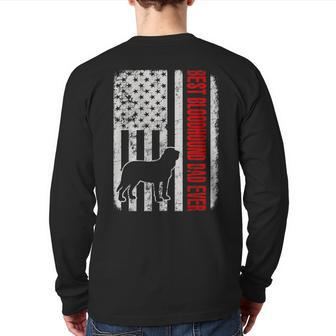 Best Bloodhound Dad Ever American Flag Back Print Long Sleeve T-shirt | Mazezy