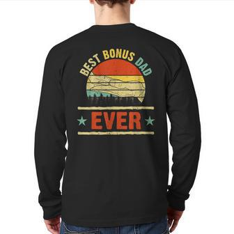 Best Bonus Dad Ever Vintage Sunset Father's Day Back Print Long Sleeve T-shirt | Mazezy