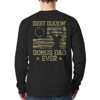 Best Buckin Bonus Dad Ever T Gun Camo Back Print Long Sleeve T-shirt | Mazezy