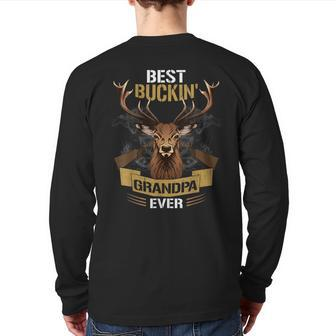 Best Buckin' Grandpa Ever Deer Hunters Back Print Long Sleeve T-shirt | Mazezy
