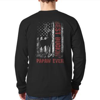 Best Buckin' Papaw Ever Deer Hunting Bucking Fathers Day Back Print Long Sleeve T-shirt | Mazezy