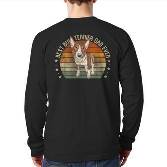 Best Bull Terrier Dad Ever Retro Bull Terrier Dog Daddy Back Print Long Sleeve T-shirt | Mazezy