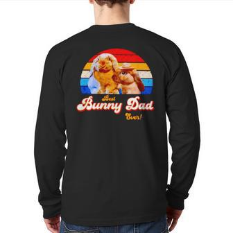 Best Bunny Dad Ever Vintage V2 Back Print Long Sleeve T-shirt | Mazezy