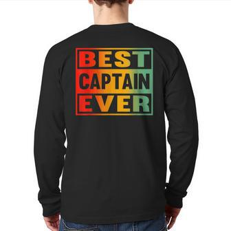 Best Captain Ever For Boaters And Pontoon Captain Dad Back Print Long Sleeve T-shirt | Mazezy