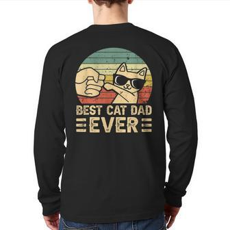 Best Cat Dad Ever Bump Fit Father's Day Daddy Dad Back Print Long Sleeve T-shirt | Mazezy