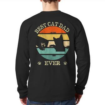 Best Cat Dad Ever Bump Fit Retro Vintage Back Print Long Sleeve T-shirt | Mazezy