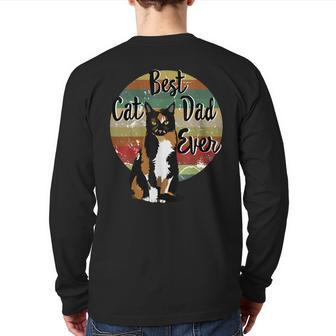 Best Cat Dad Ever Calico Father's Day Retro Back Print Long Sleeve T-shirt | Mazezy AU