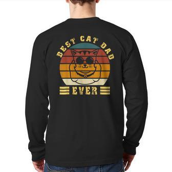 Best Cat Dad Ever Daddy Vintage Sunglass Father's Day Back Print Long Sleeve T-shirt | Mazezy