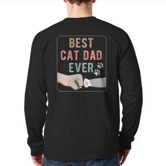 Best Cat Dad Ever Distressed Back Print Long Sleeve T-shirt | Mazezy