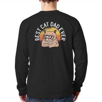 Best Cat Dad Ever Father's Day Cute Kitten Kitty Lover Papa Back Print Long Sleeve T-shirt | Mazezy