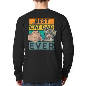 Best Cat Dad Ever Father's Day Daddy Father Sayings Back Print Long Sleeve T-shirt | Mazezy