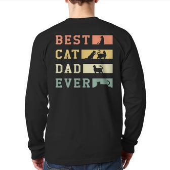 Best Cat Dad Ever Fathers Day Papa Paw Love Kitten Meow Back Print Long Sleeve T-shirt | Mazezy