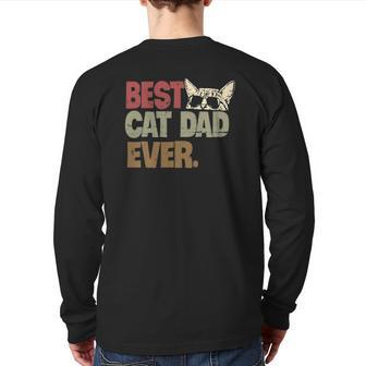 Best Cat Dad Ever Cool Cats Daddy Father Lover Vintage Back Print Long Sleeve T-shirt | Mazezy