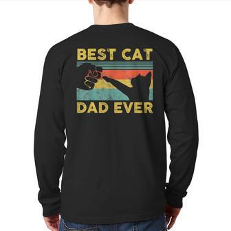 Best Cat Dad Ever Cat Daddy Vintage Fathers Day Back Print Long Sleeve T-shirt | Mazezy