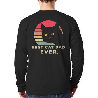 Best Cat Dad Ever Cat Enthusiast Animal Lover Father Back Print Long Sleeve T-shirt | Mazezy