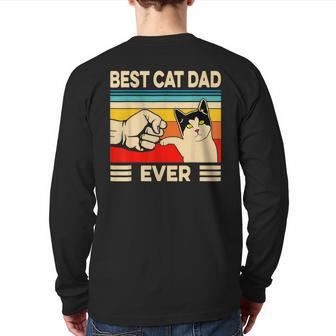 Best Cat Dad Ever Cat Dad Father Vintage For Back Print Long Sleeve T-shirt | Mazezy