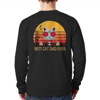 Best Cat Dad Ever Kitty Daddy Father Vintage Retro Back Print Long Sleeve T-shirt | Mazezy UK