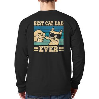 Best Cat Dad Ever Cat Retro Back Print Long Sleeve T-shirt | Mazezy