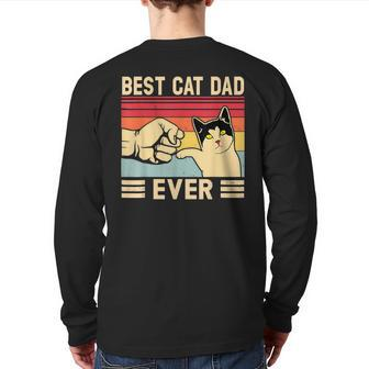 Best Cat Dad Ever Vintage Cats Lover Back Print Long Sleeve T-shirt | Mazezy