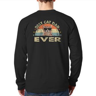 Best Cat Dad Ever Vintage Fathers Back Print Long Sleeve T-shirt | Mazezy