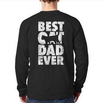 Best Cat Dad Ever Kitty Silhouette Fathers Day Back Print Long Sleeve T-shirt | Mazezy
