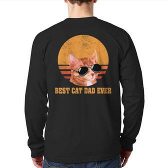 Best Cat Dad Ever Men Vintage Cat Lover Back Print Long Sleeve T-shirt | Mazezy
