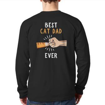 Best Cat Dad Ever Paw Fist Bump Back Print Long Sleeve T-shirt | Mazezy