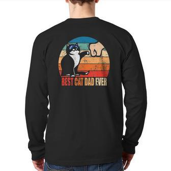 Best Cat Dad Ever Paw Fist Bump Father's Day Tee Back Print Long Sleeve T-shirt | Mazezy