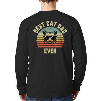 Best Cat Dad Ever T Idea Vintage Cat Guy Back Print Long Sleeve T-shirt | Mazezy