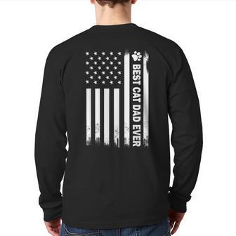 Best Cat Dad Ever Us Flag For Cat Dad Father's Day Back Print Long Sleeve T-shirt | Mazezy UK