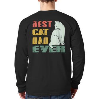 Best Cat Dad Ever Vintage Cat Daddy For Father Day Back Print Long Sleeve T-shirt | Mazezy UK