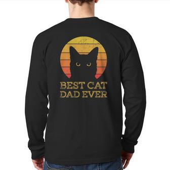 Best Cat Dad Ever Vintage Cat Daddy Father's Day Back Print Long Sleeve T-shirt | Mazezy
