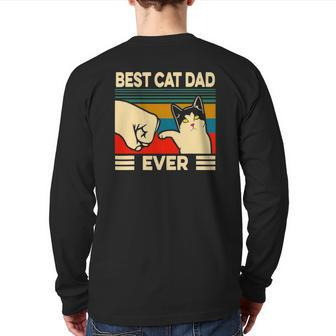 Best Cat Dad Ever Vintage Men Bump Fit Fathers Day Back Print Long Sleeve T-shirt | Mazezy UK