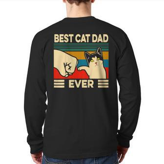 Best Cat Dad Ever Vintage Men Bump Fit Fathers Day V2 Back Print Long Sleeve T-shirt | Mazezy