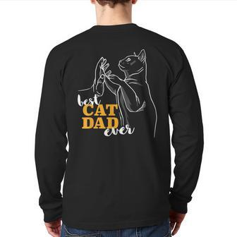 Best Cat Dad Ever I Vintage Retro Kitten I Fathers Day Back Print Long Sleeve T-shirt | Mazezy