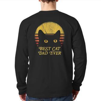 Best Cat Daddy Vintage Eighties Style Cat Retro Distressed Back Print Long Sleeve T-shirt | Mazezy