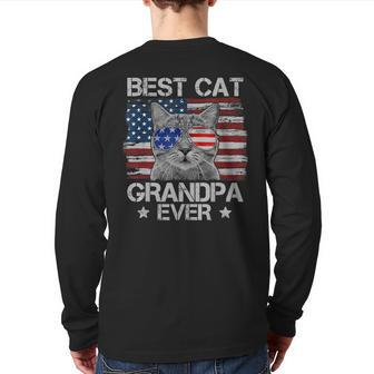 Best Cat Grandpa Ever American Flag Patriotic 4Th Of July Back Print Long Sleeve T-shirt | Mazezy
