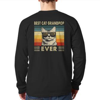 Best Cat Grandpop Ever Vintage Retro Cat Dad Father Back Print Long Sleeve T-shirt | Mazezy UK