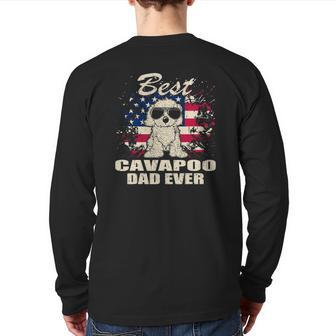 Best Cavapoo Dad Ever Independence Day Vintage Back Print Long Sleeve T-shirt | Mazezy